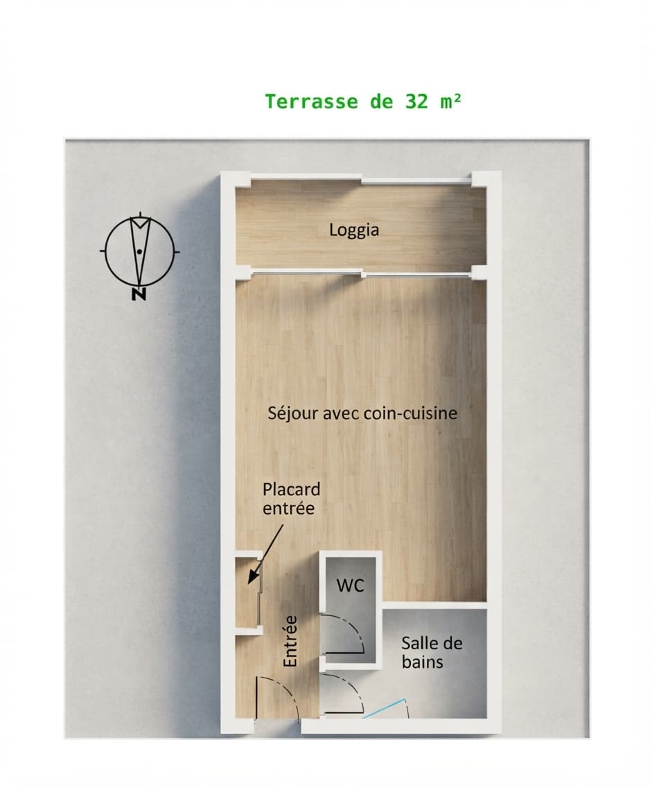 Studio 30 m² avec terrasse de 32 m² - RDC/1 - Photo 9