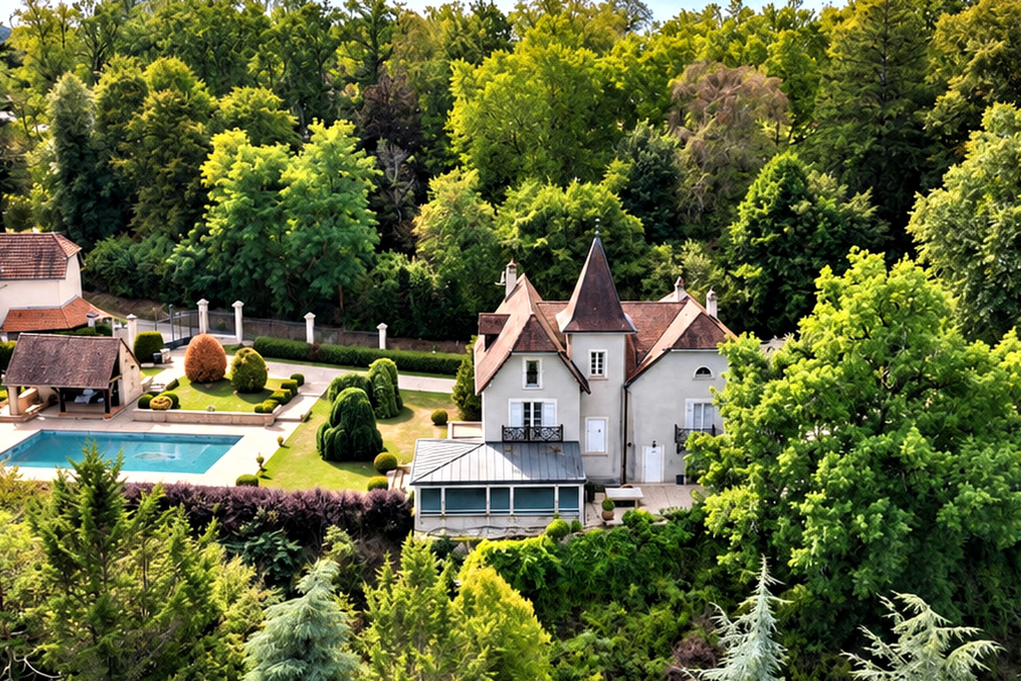 Demeure de caractère avec parc paysager et piscine . Geneuille. - Photo 3
